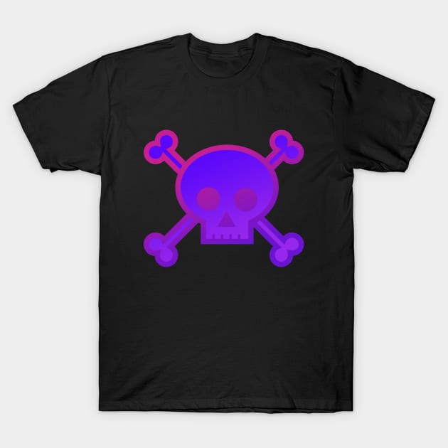 Skull and Crossbones Pirate Flag Red Purple Gradient Pastel Goth T-Shirt by MOP tees